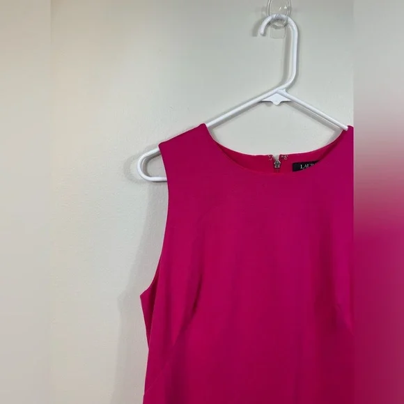 Lauren Ralph Elegant Barbie Pink Sleeveless MidiDress Events Summer Wedding Sz14 - Picture 2 of 11